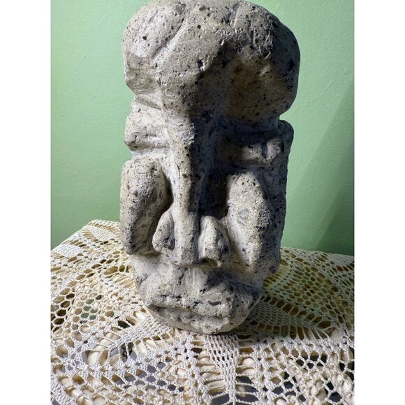 Vintage MCM Stone Abstract Tiki Head Decor 8x4" - Picture 12 of 13